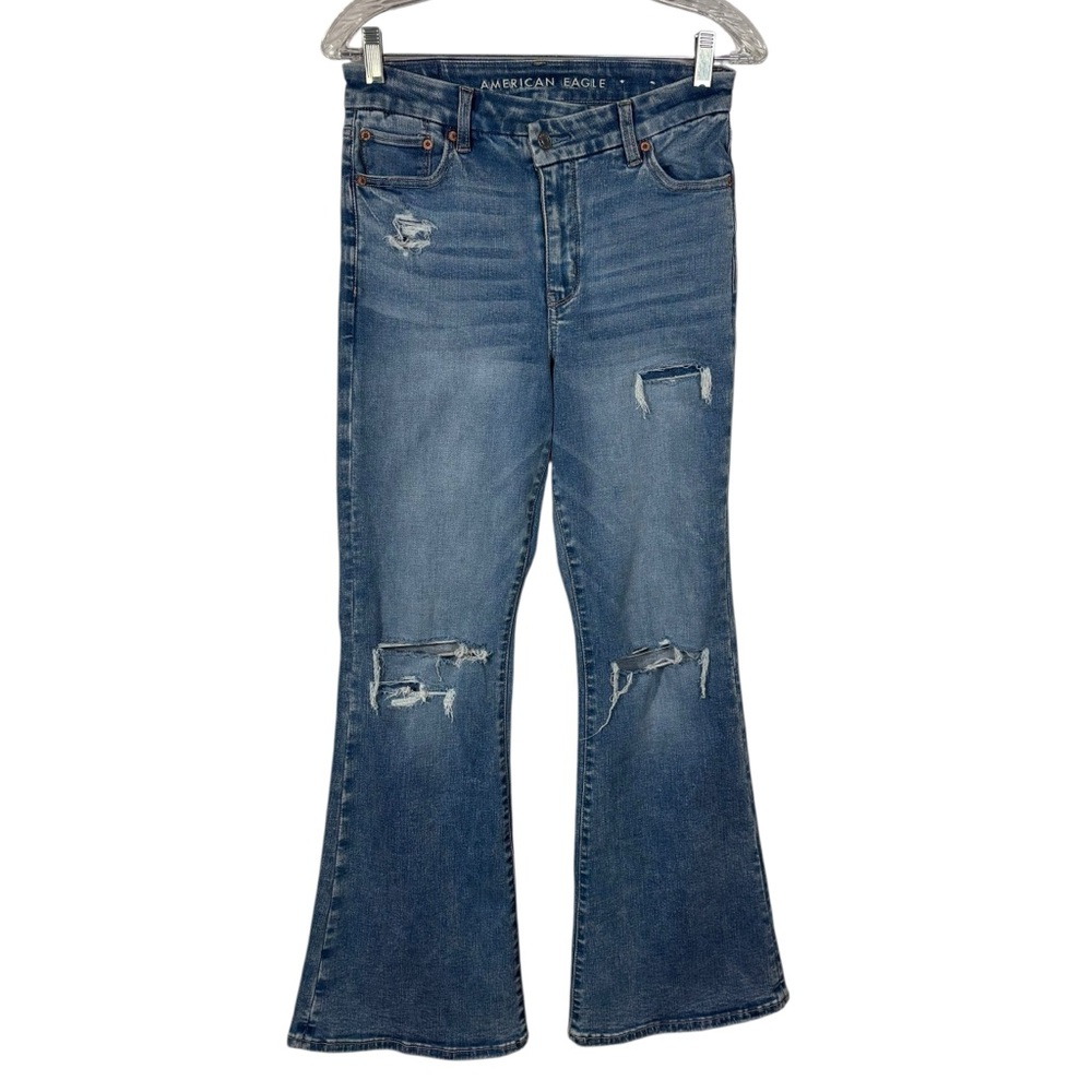 American Eagle Next Level Stretch Crossover Waist Curvy Super High Rise Flare 4S